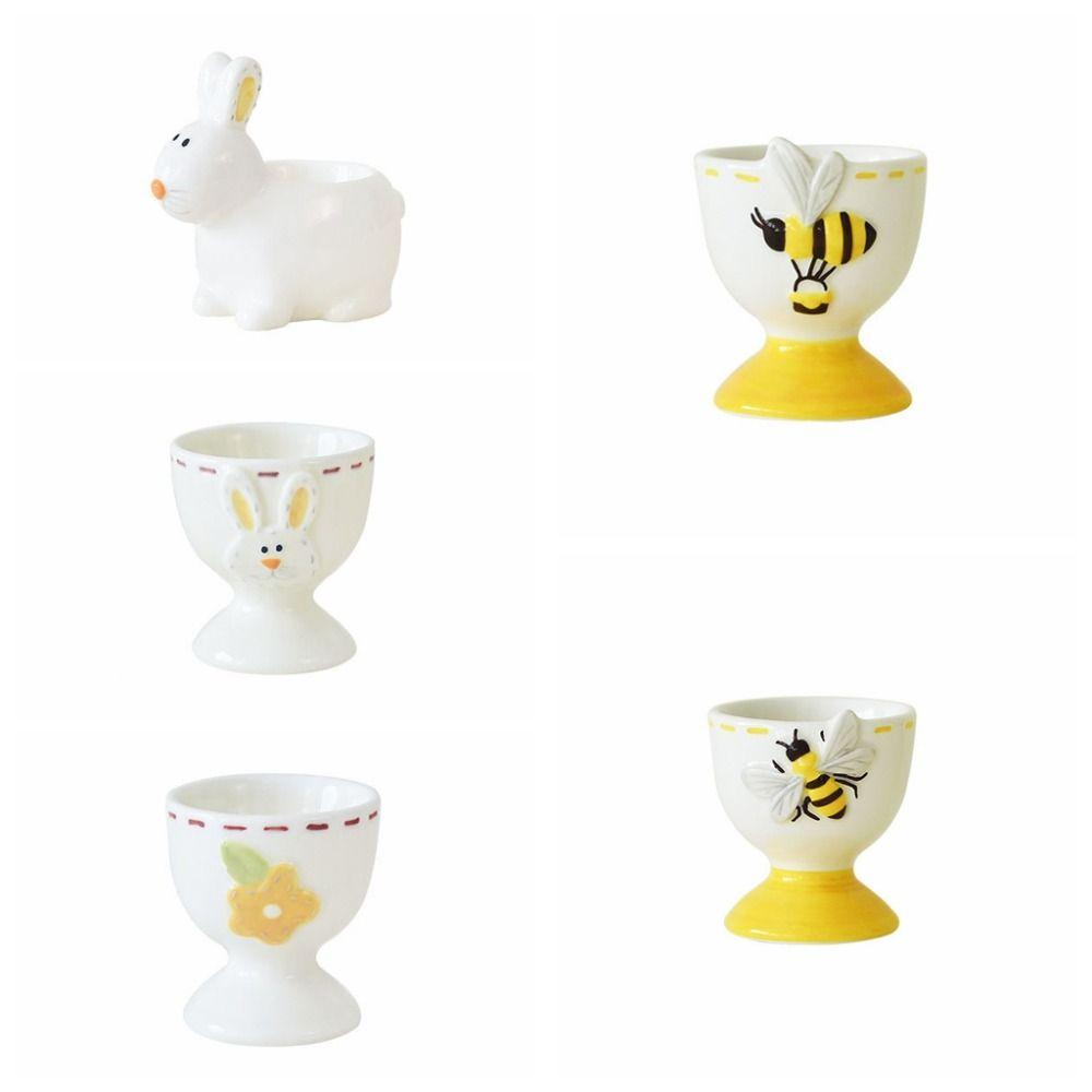 Ceramic Cartoon Egg Cup Rabbit Bee Steamed Egg Cup Funny Egg Holder  Kitchen Display