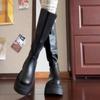 Fashion Block Heel Single Boots Autumn New Round Toe Rear Zipper Platform Anti-Slip Wear-Resistant Tall Boots