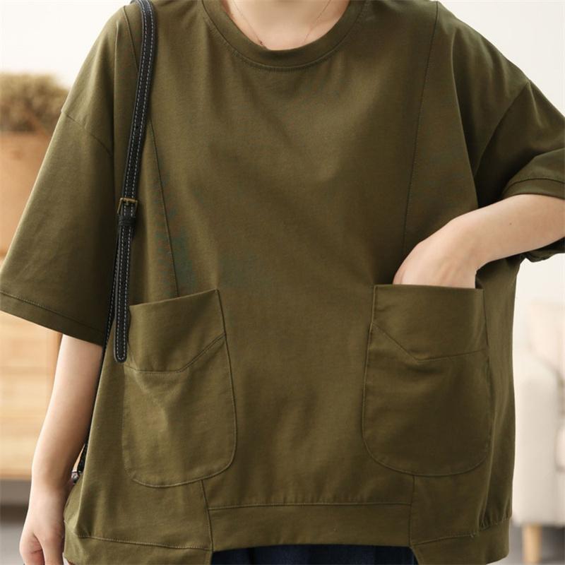 Dimanaf Plus Size 2022 Summer Pattern Women T-Shirts Cotton Lady Tops Tunic Tees Casual Shirt 2022 Purple Green