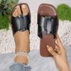 Retro Style Flat-bottomed Open-toed Slippers Women's Large Size with Beach Cool Slippers Slippers