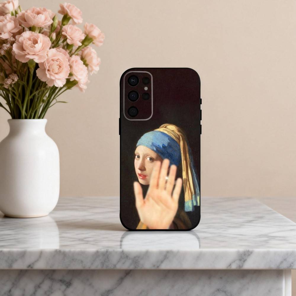 P-Painting A-Art V-Vermeer G-Girl Phone Case For Samsung S25,24,23,22,30,21,10,9,Ultra,Plus,Lite,FE,4,5 G Soft Black Case