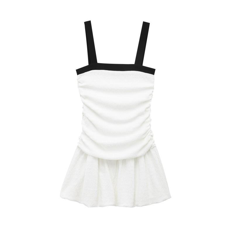 European American Women s Clothing Summer Slim Pleated Strap Skirt Dress S