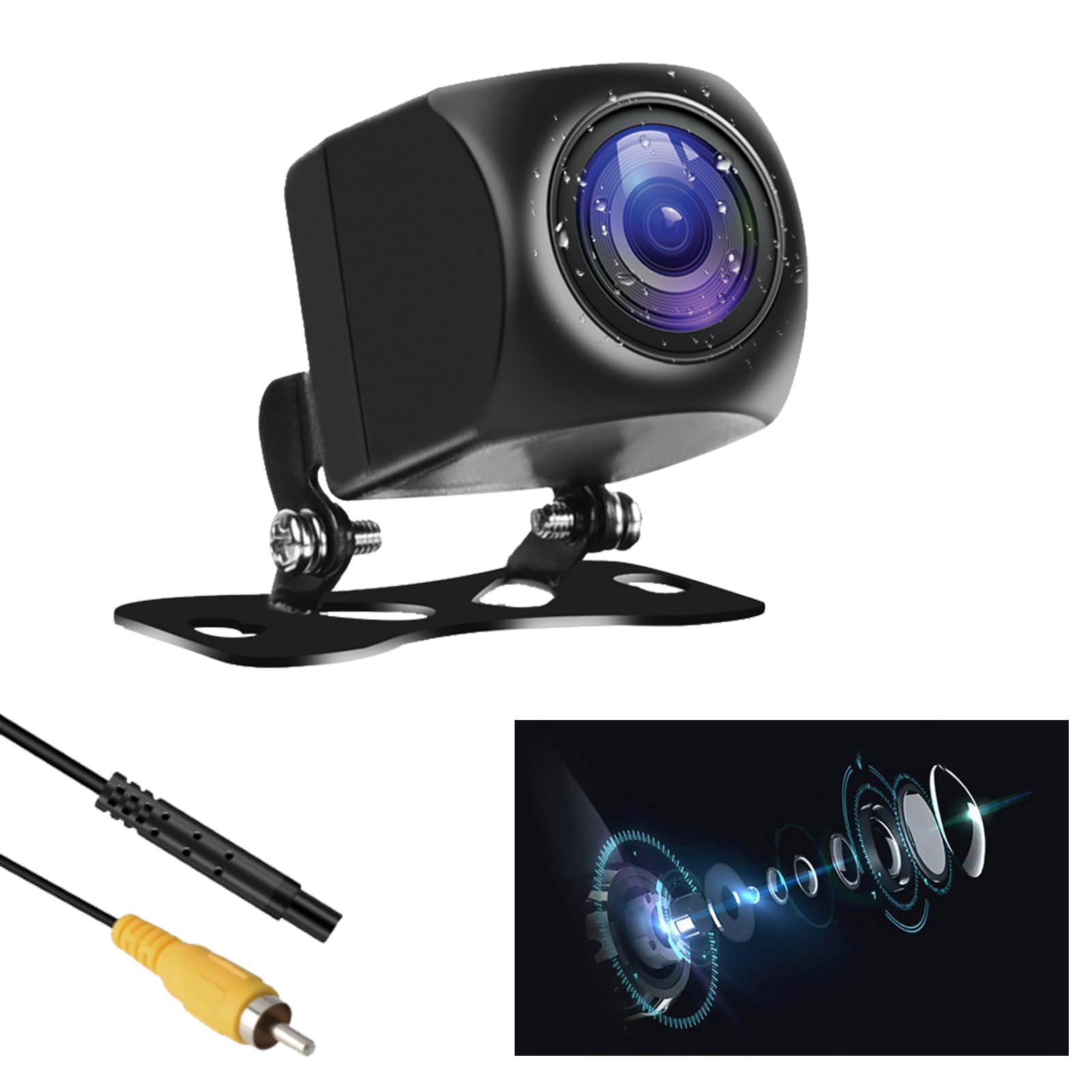 

YEEKAATOS Rear View Camera, 2.0 Megapixels, 1080P, Night Vision, AHD/CVBS Compatible, 160° Wide Angle,