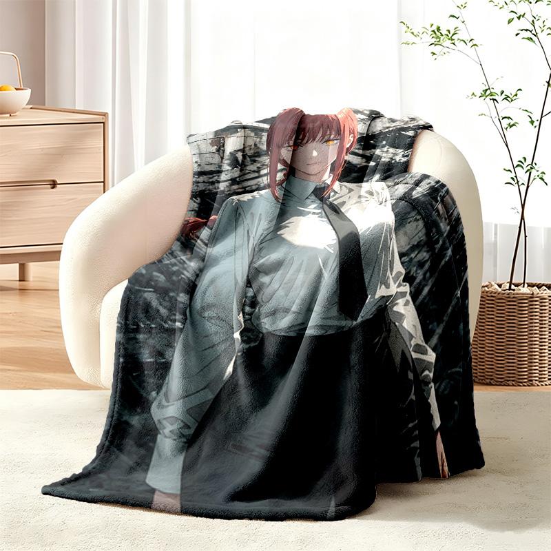 Chainsaw Man Blanket Flannel Blanket Soft Cozy Plush Throw for Sofa Bed Lightweight Home Decor