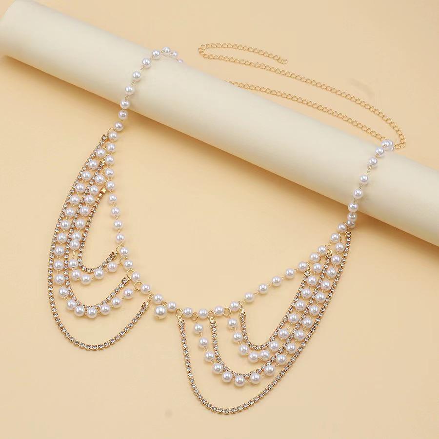 Trendy Multi-Layer Pearl Tassel Waist Chain for Women - Elegant Qipao Dress Accessory