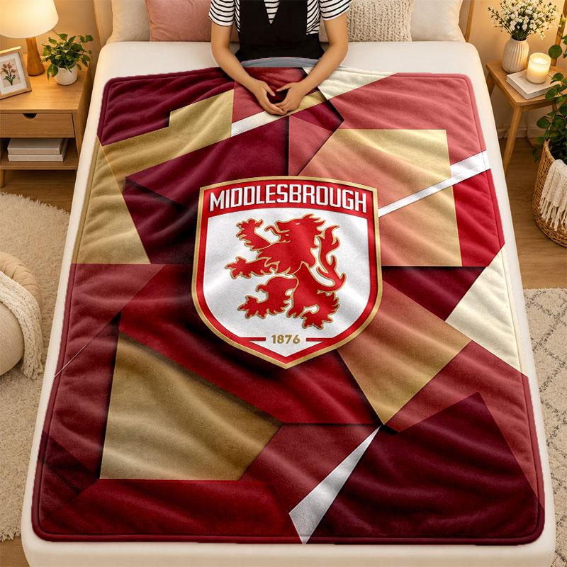 Flannel BlanketMiddlesbrough FC Warm Soft Throw Blanket for Indoor Sofa Bed Living Room Use