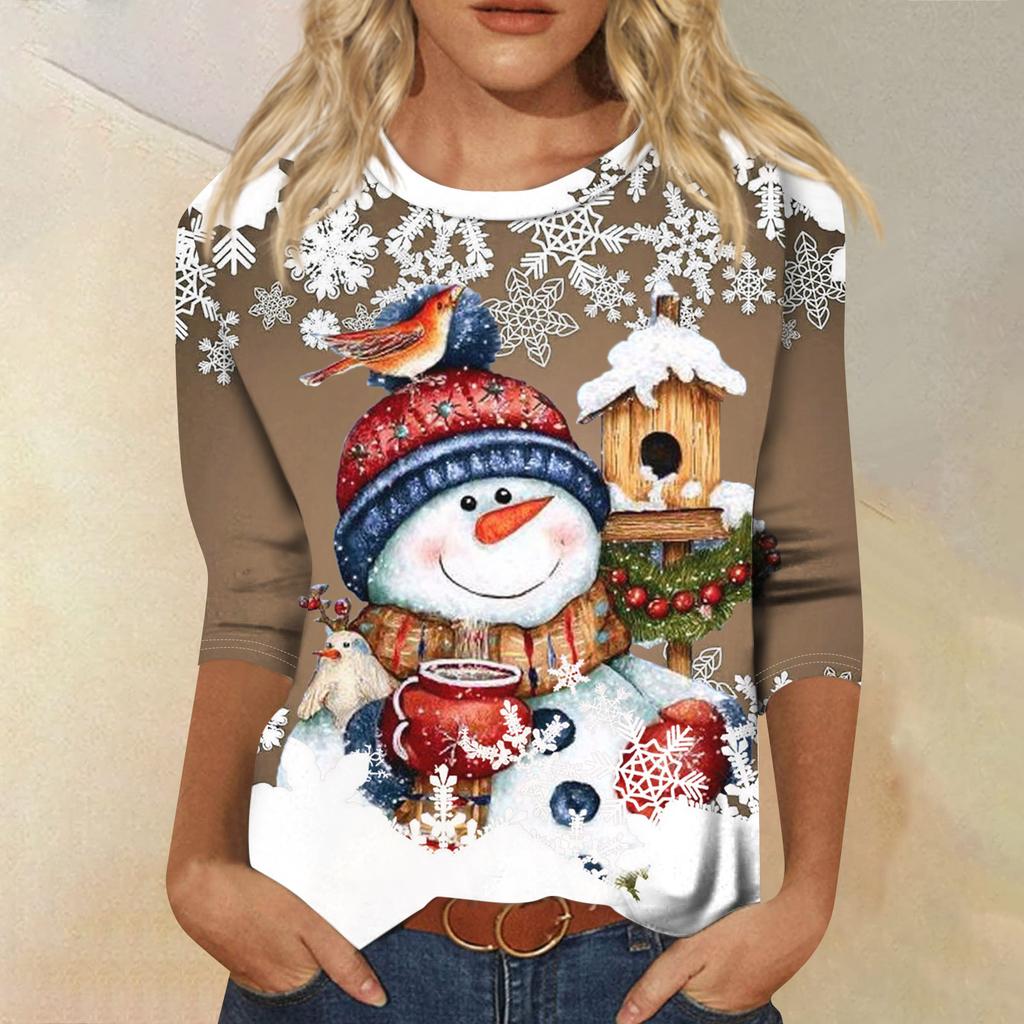 Women's Round Neck Tops Cotton Women's Casual Fashion Floral Print  Long Sleeve O-Neck Pullover Top Blouse