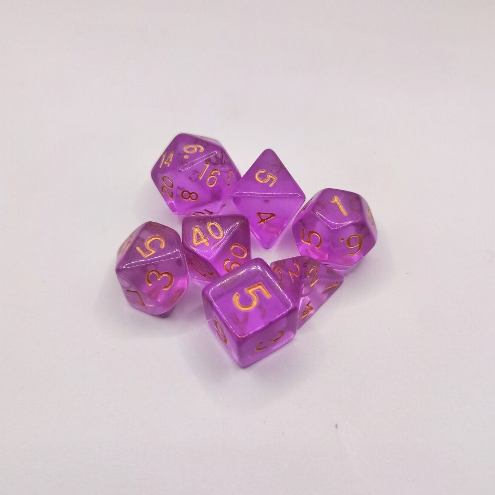 7-Die Transparent Digital Dice Set Acrylic Table Opaque Polyhedral Dices for DND Dice Tabletop Role-Playing Game Dice