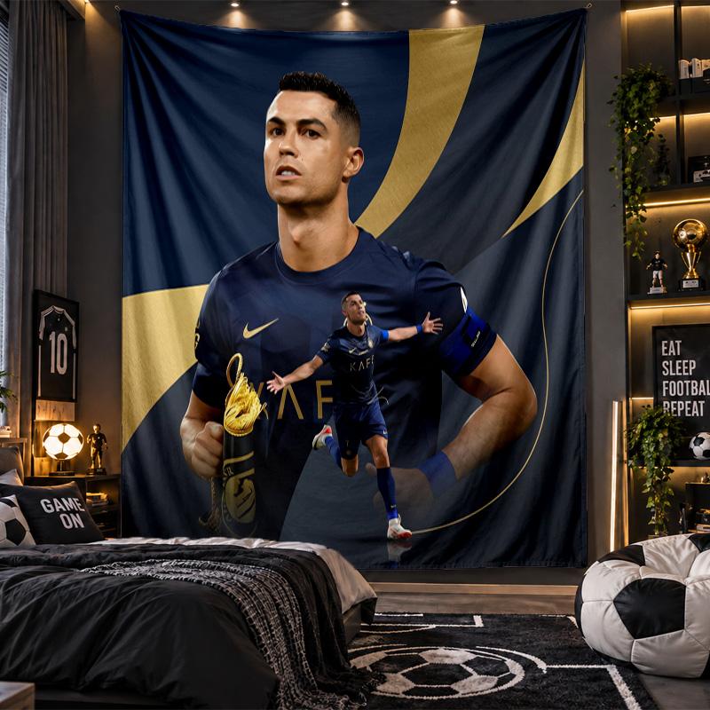 Arazzo da Appendere a Parete Stampa Cristiano Ronaldo Tessuto per Soggiorno Camera da Letto Decorazione per la Casa