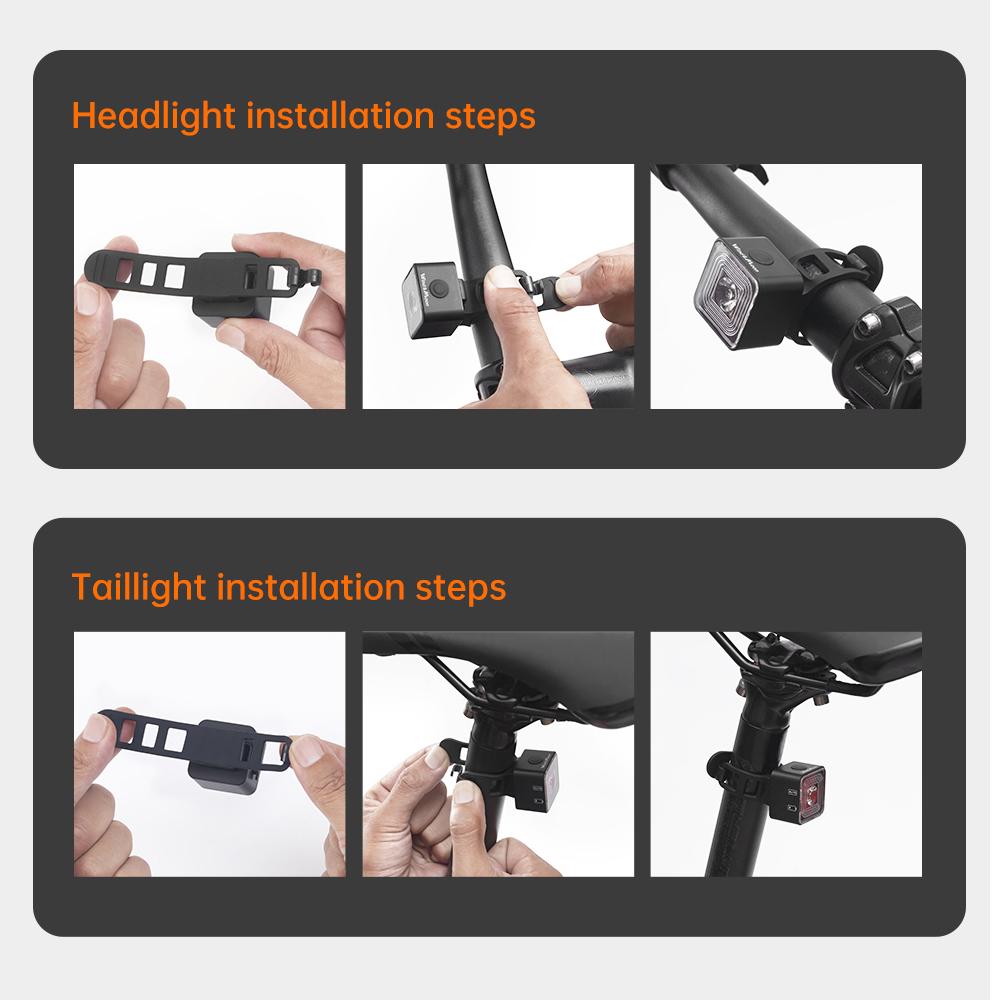 Bicycle Smart Brake Sensing Light Front Rear Sets IP66 Waterproof USB MTB Road Bike Taillight Night Cycling Safety 100/120LM 7