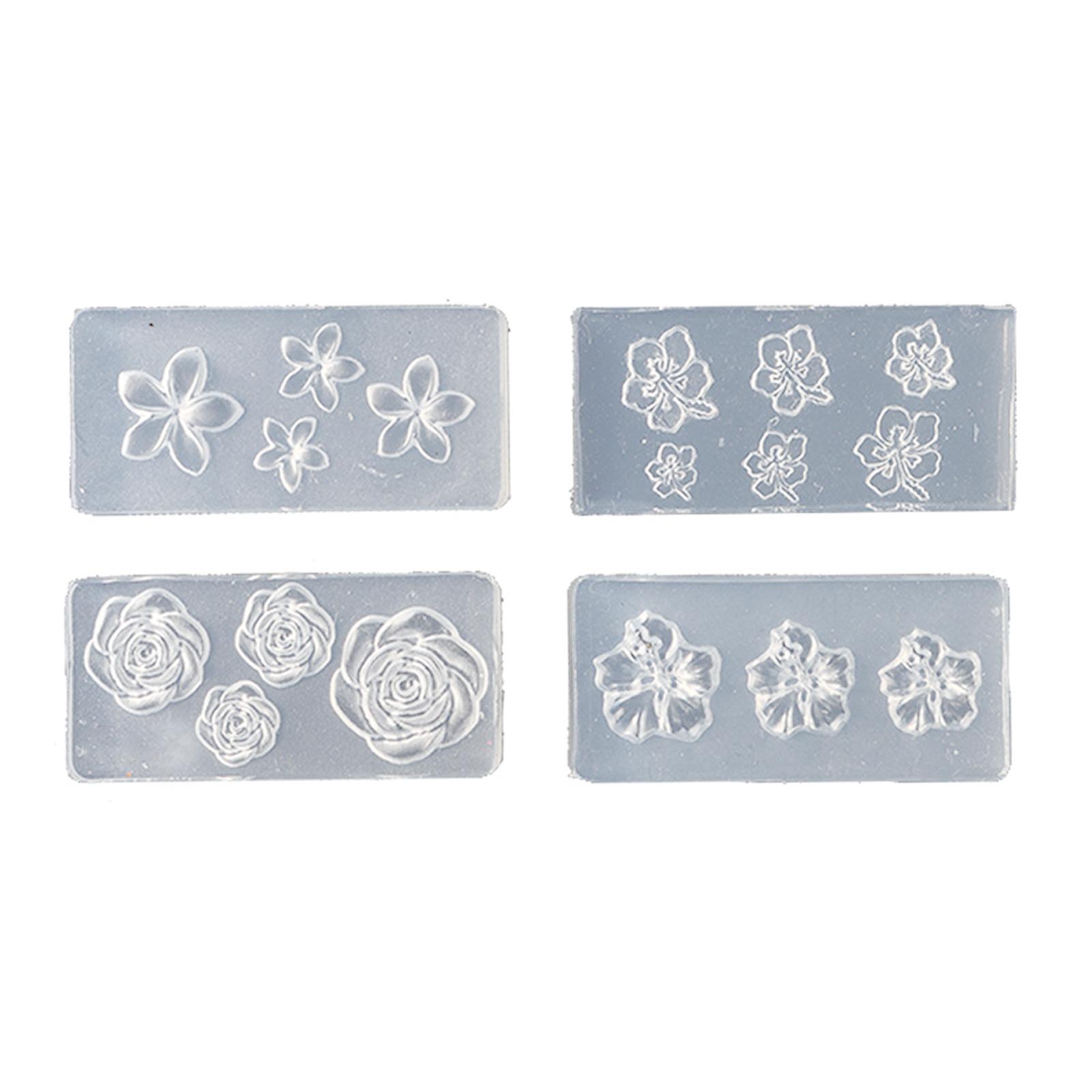 

4 ШТ. Силиконовые формы для нейл-арта для 3D цветочного дизайна, многоразовые прозрачные инструменты для рукоделия, форма для украшения ногтей с цветами