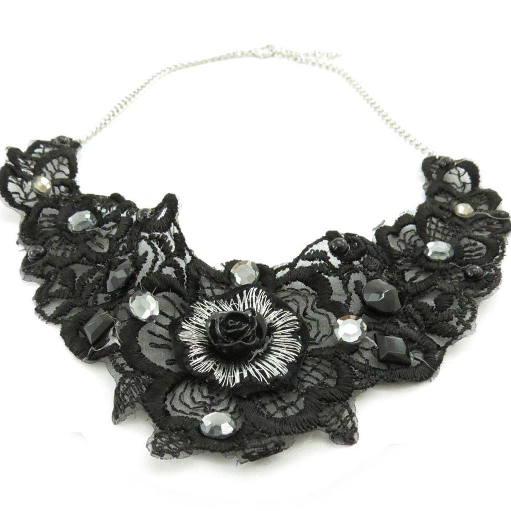 Les Trésors De Lily [J5358] - Designer Necklace 'Carmen' Black Lace