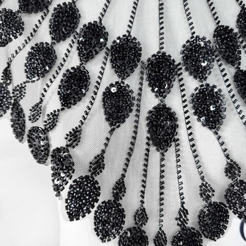 Beaded Sequins Sew on Collar Patches for Wedding Dress Evening Gown Embroidered Beads Sequins Sew on Patches Applique