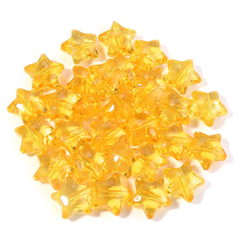 

30Pcs Color Five-pointed Star Acrylic Beads Transparent Cute Faceted Loose Beads DIY Bracelet Earrings Jewelry Making Findings 18X20mm жовтий