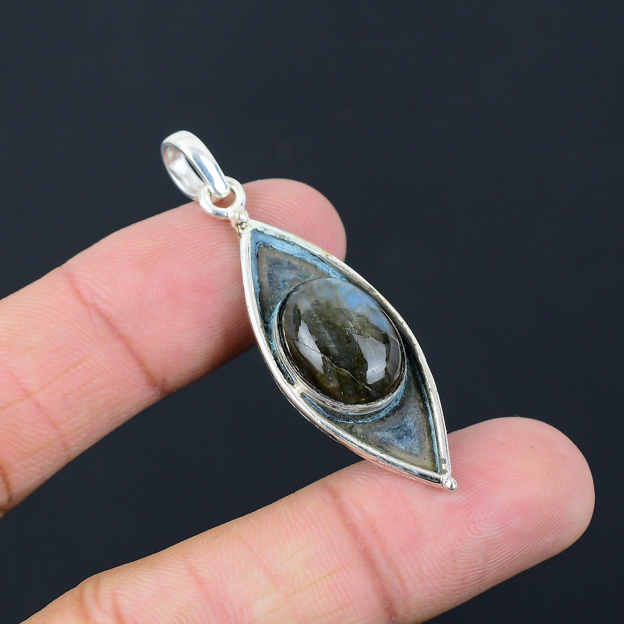 Mothers day Deal 925 Silver Natural Labradorite Wedding Birthday Pendant Jewelry