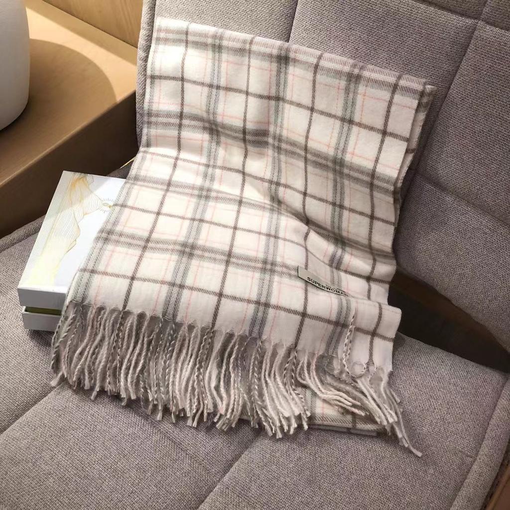 Korean version of imitation cashmere plaid scarf women's autumn and winter thickened warm scarf student versatile scarf live broadcast explosion