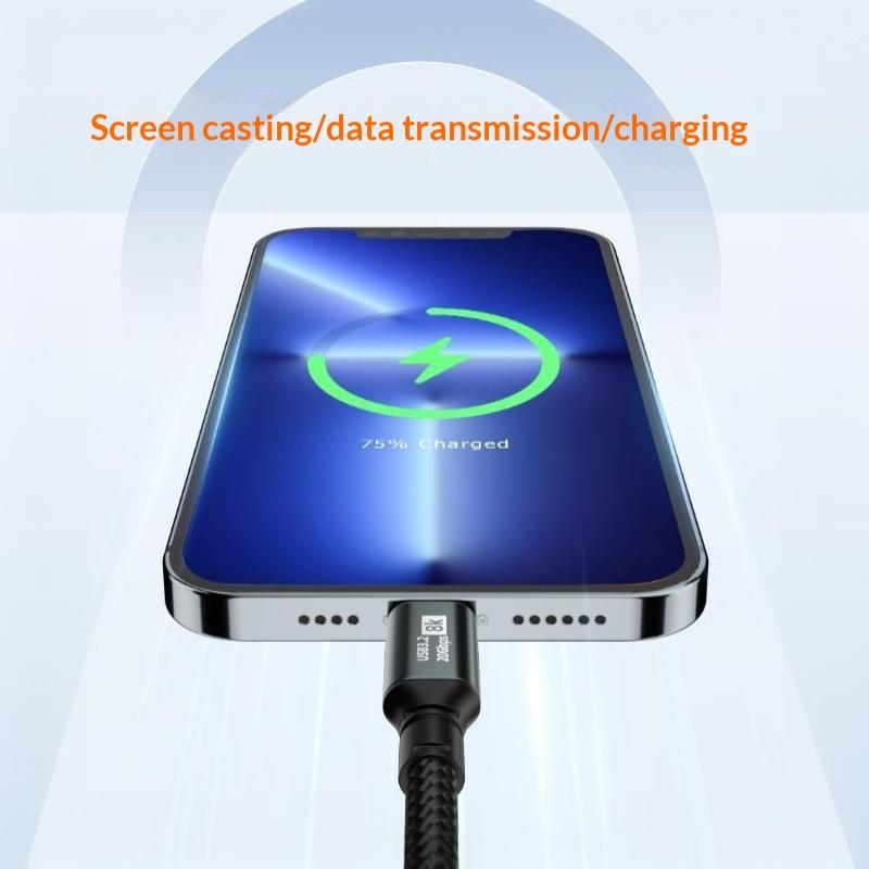 Pd100W Usb C Fast Charging Cable Usb 3.2 20Gbps 8K 3 Type C To Type C Data Cord For Laptop Phone