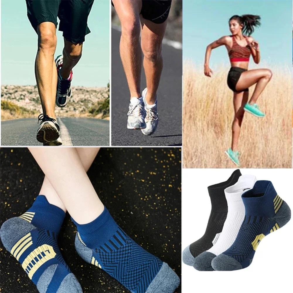 3 Pairs Fitness Sports Socks – Non-Slip Towel Bottom, Quick-Drying Running & Training Socks for Men and Women