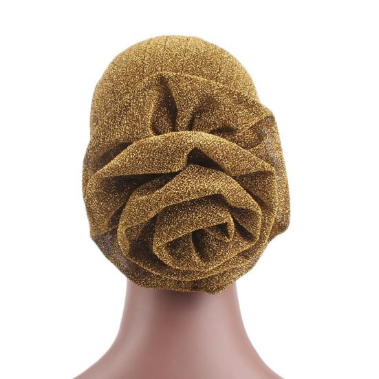 Beanie Hat Solid Color Large Flower Design Comfortable Warm No Brim Turban Cap Women Accessories