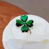 23 Green Zircon Four-Leaf Clover Brooch: Women's High-End Suit Coat Corsage Pin