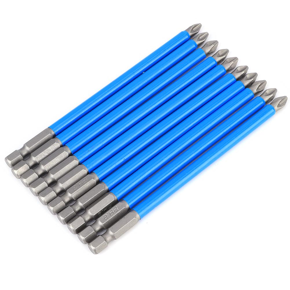 

10Pcs Screwdriver Bits Anti Slip S2 Alloy Steel Strong Magnetic Cross Drill Bit PH2x127mm