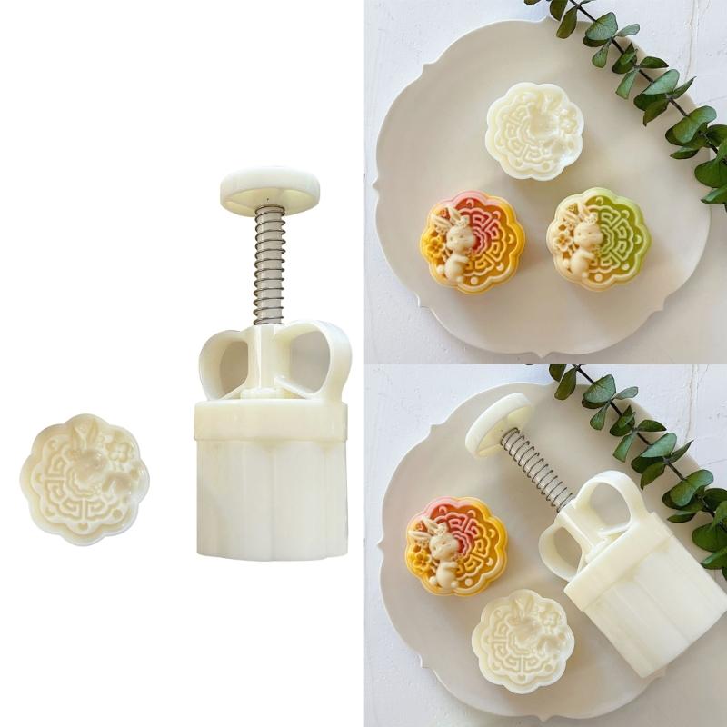 MidAutumn Festival Mooncake Makers Cute Rabbit Moon Cake Mold Cookie Stamps DIY Hand Press Cookie Dessert Cutters