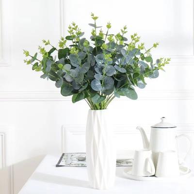 New 16 Heads Artificial Eucalyptus Money Leaf DIY Fake Eucalyptus 128pcs Leaves Bridal Bouquet for Home Wedding Decor