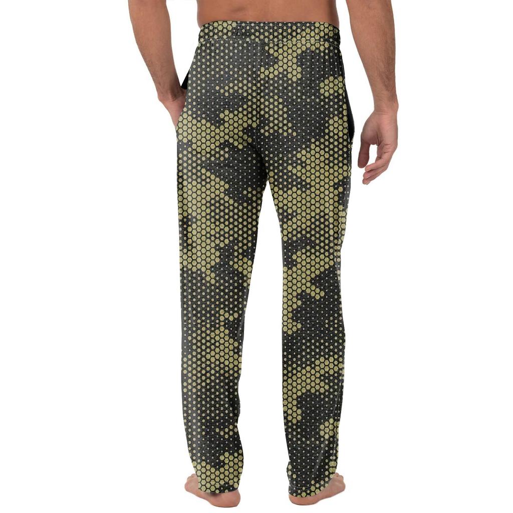 Mäns stickade moderiktiga tryckta Pocket Casual Pants Pyjamasbyxor