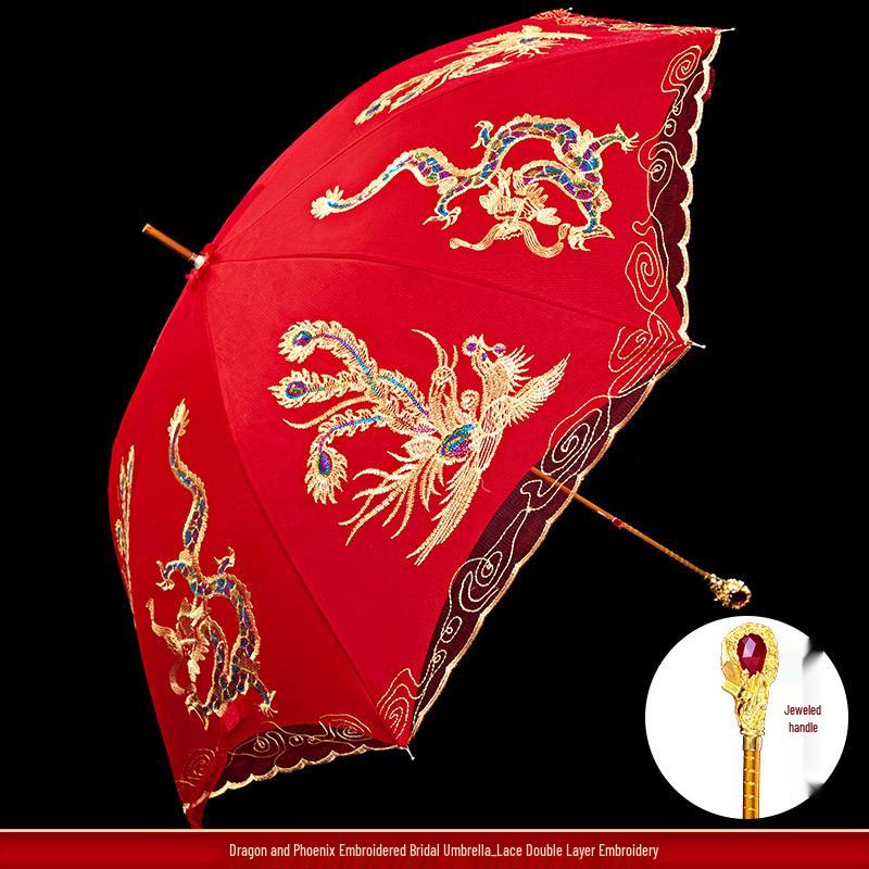 Red Bridal Umbrella Set for Chinese Wedding Ceremony and Dowry