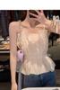 YUANYUAN Ruffled Summer Tucked Mini Perfect for Summer Size Women's Camisole, Camisole, Top, Underwear, Top, High-Waisted, Slimming, Retro, Stylish,