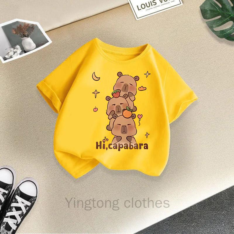 Summer Fashion Girls' Short Sleeved T-shirt Cute Printed Girls' Casual Versatile Top Cross Border