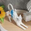 White Lying Cat Painted Resin Ornament, Elegant and Cute Design, Perfect for Home Decor, Desk Display, Bookshelf Decoration