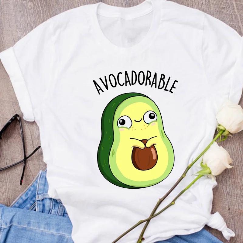 Women Graphic Avocado Cat Printing Cartoon Fruit Clothes Floral Lady Clothing Female Tees Print Tops T Shirt Womens T-Shirt