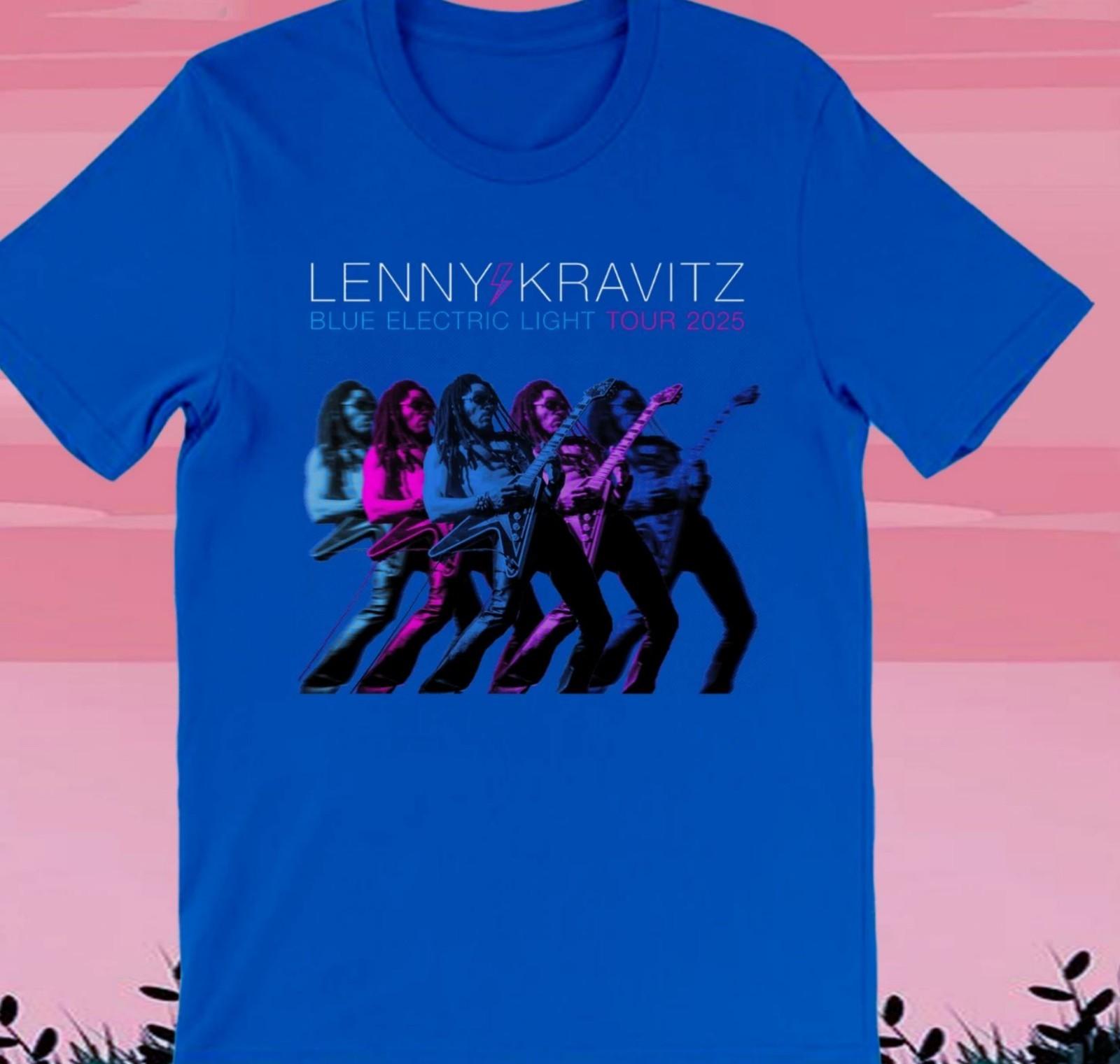 Унисекс Футболка Lenny Kravitz Blue Electric Light Tour Королевский синий M