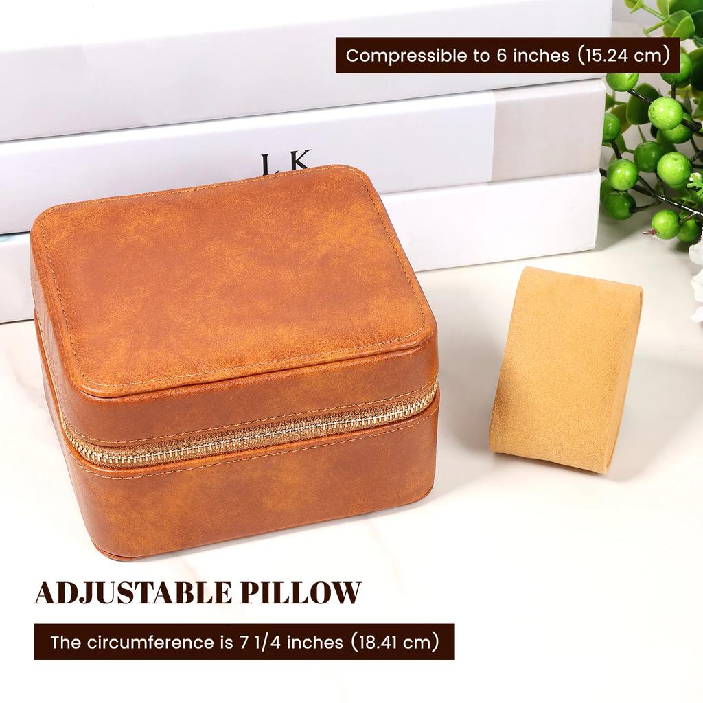 2-Schlitz Uhrenbox Organizer Uhrenrolle Reiseetui Tragbar Vintage Leder Uhrenaufsteller Aufbewahrung Herren Damen Geschenk