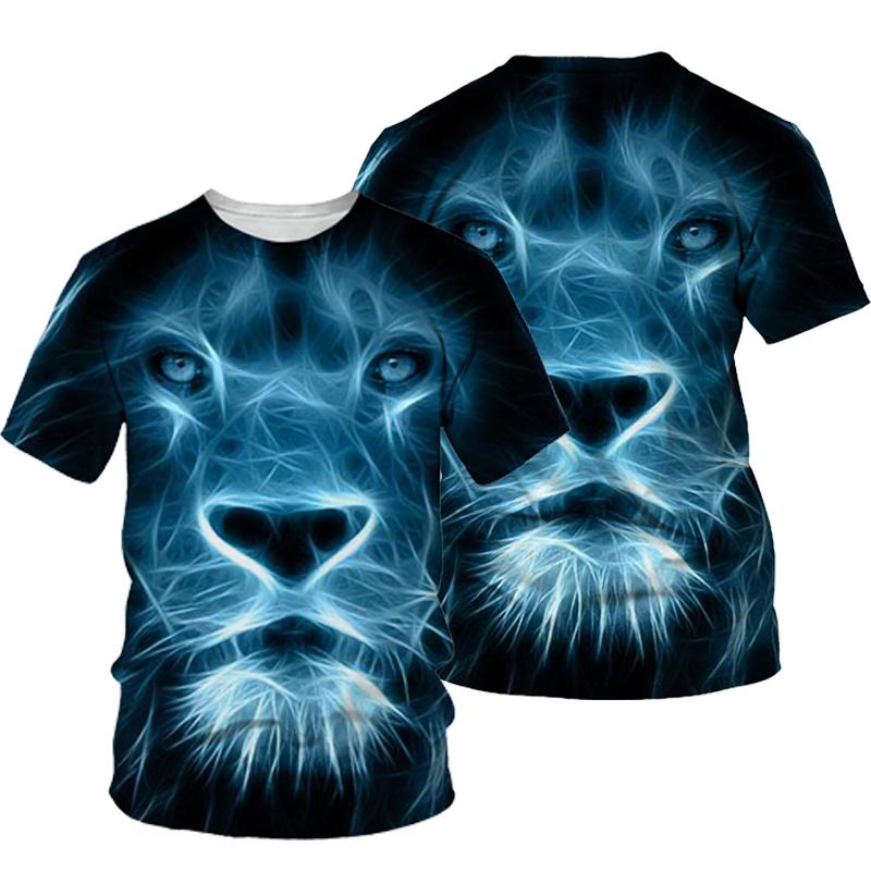 3D Lion Print T-shirt Men Summer New O Neck Short Sleeve Tees Tops Fashion Style Male Clothes Casual T-shirts