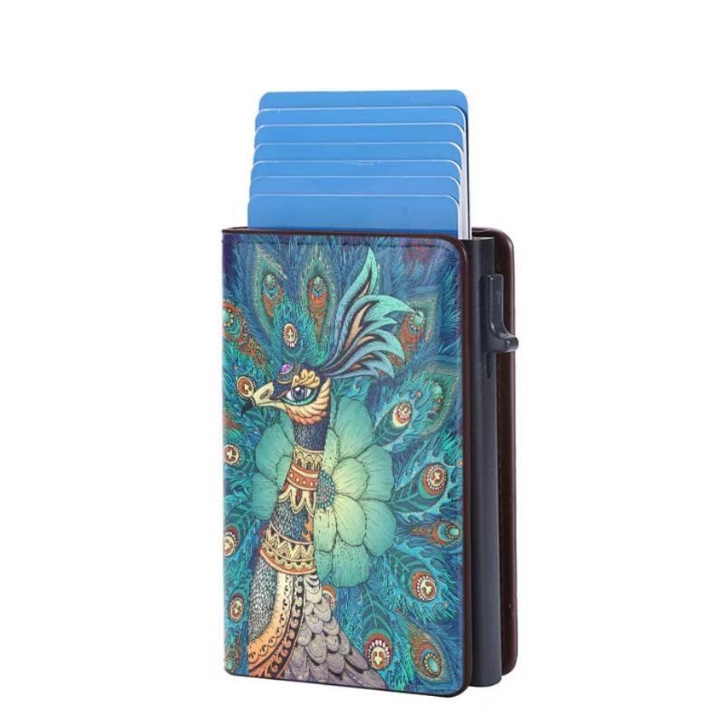 Credit card holder with automatic pop-up card protection case, premium card holder, thin wallet with paper money slot