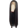 Frauen lange gerade schwarze Perücke Mittelteil natürliche hitzebeständige Hochtemperaturfaser Damen Mädchen vordere Spitze synthetisches Haar