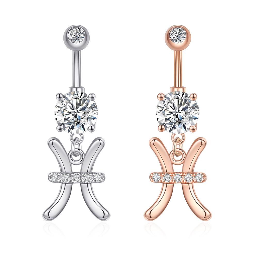 Zircon Belly Button Ring - Twelve Constellations Design