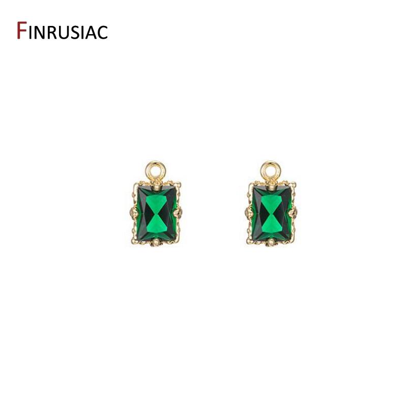Korean Fashion Green Zircon Small Pendant Charm, DIY Making Earrings Necklaces Components Findings, Jewellery Making Supplies