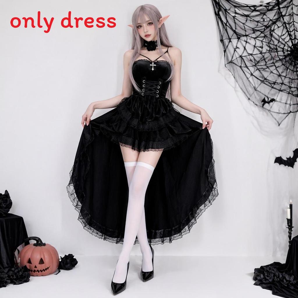 Rochie Gotică de Halloween Pentru Femei Cu Tematică de Vampir Costum din Poliester Pentru Spectacole pe Scenă