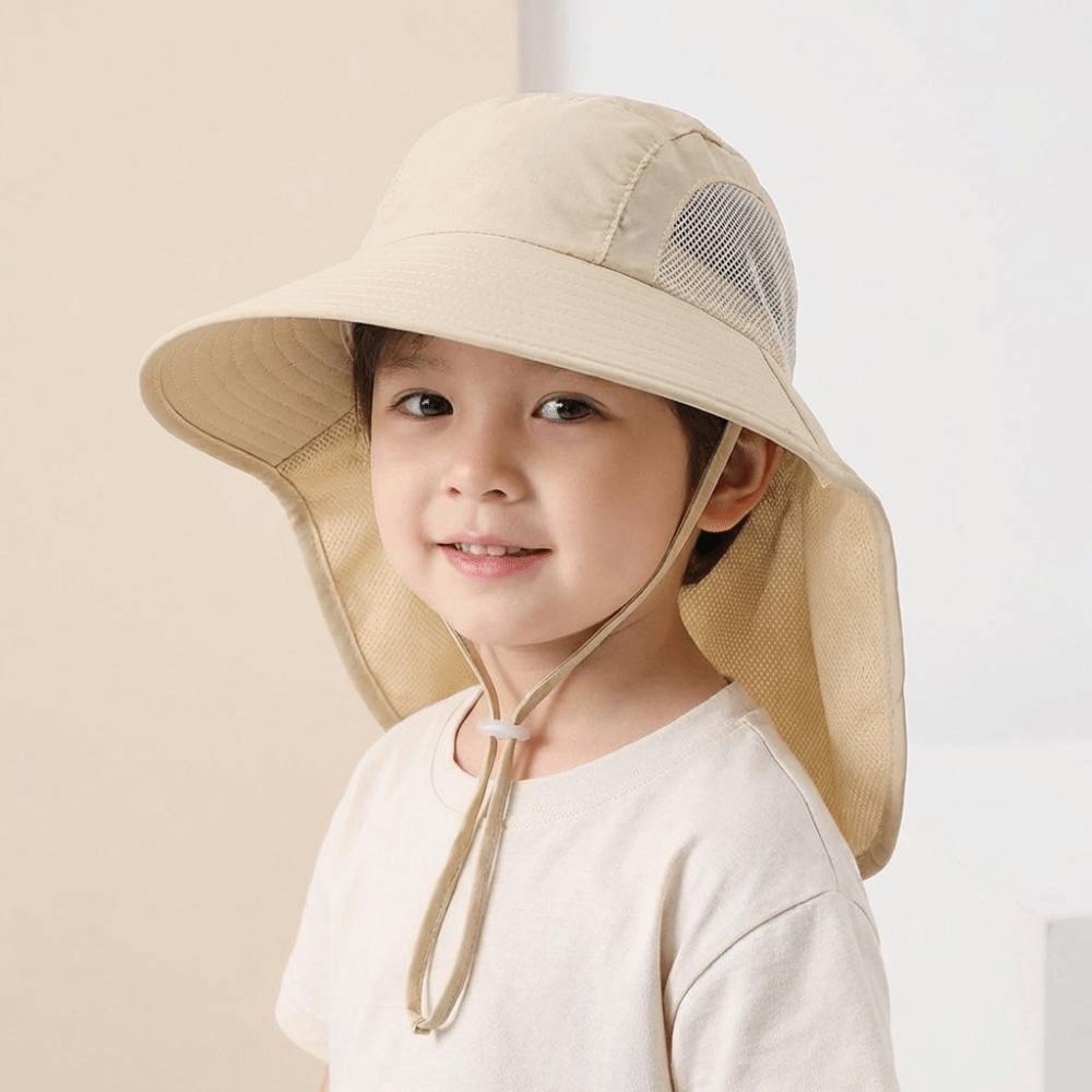 Solid Color Sunscreen Cap Wide Brim Summer Sun Hat Fashion Children Bucket Hat  Camping