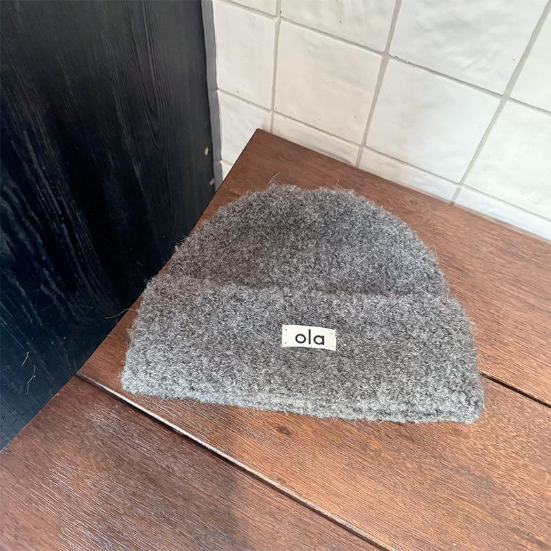 Warm Knitted Hat for Women Korean Version Fashionable Letter Stitched Logo Cold Proof Woolen Hat Face Shaping Small Ear Protection Hat