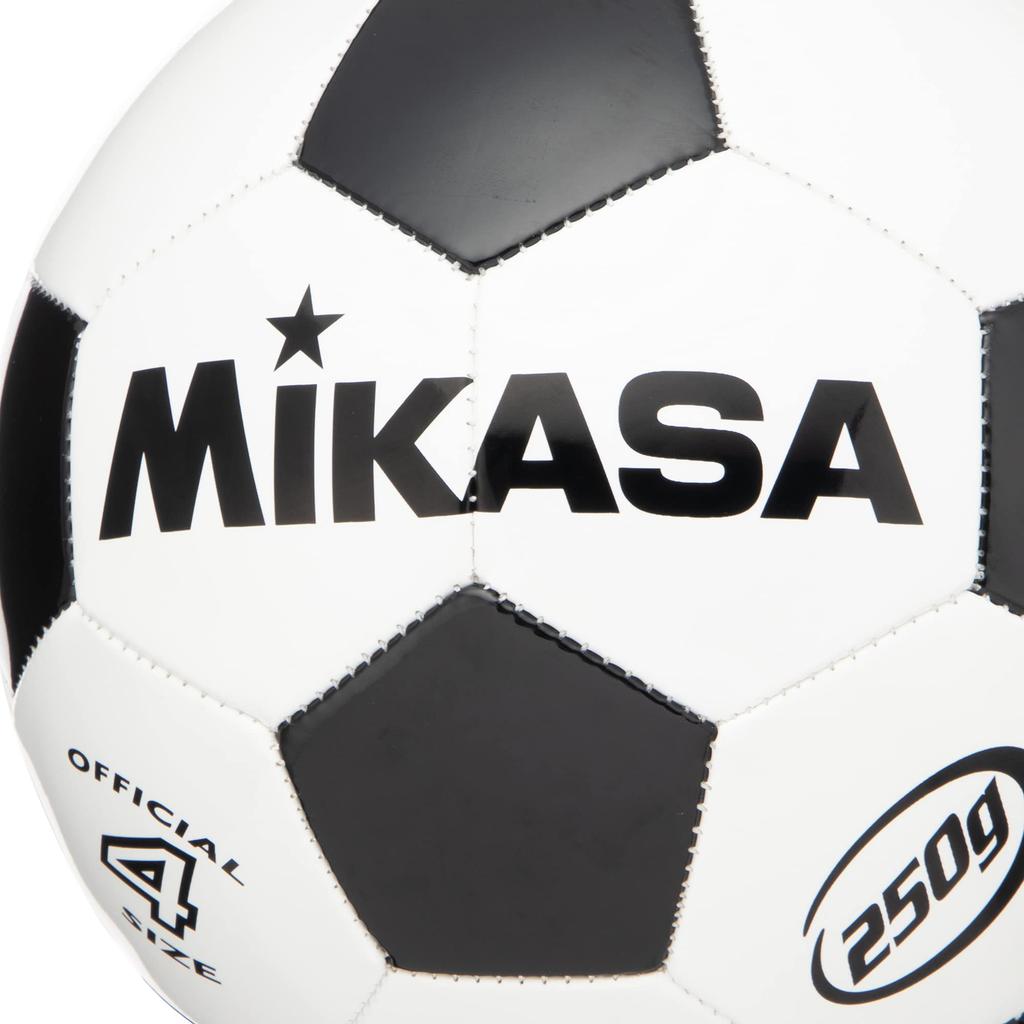 MIKASA Soccer Ball, Size 4 (Elementary School), Approx. 250g, White/Black, Sewn Ball, SVC403-WBK, Recommended Internal Pressure 0.35kgf/cm²