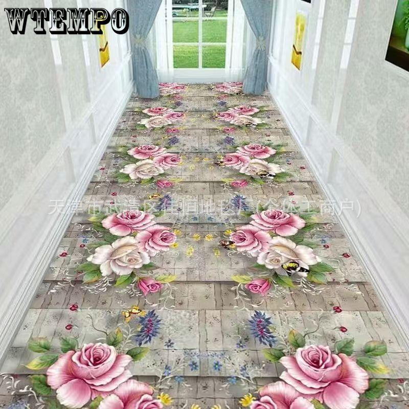3D Flower Home Corridor Carpet Crystal Velvet Dirt Resistant Wear-resistant Anti Slip