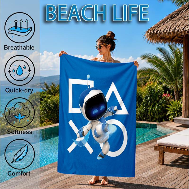 Underwater Adventure Robot Beach Towel, Super Soft Microfiber, Perfect Gift for Her/Him, Birthday, for Pool, Beach, Travel, Decor Beach Party