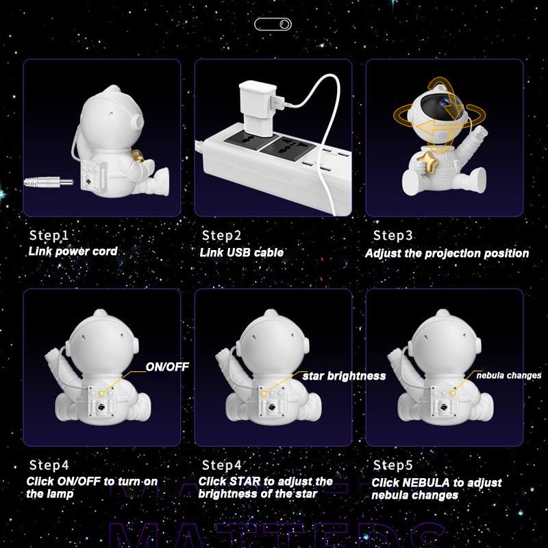 Astronauta lampa projektora gwiaździste niebo astronauta projekcja lampka nocna nastrojowe oświetlenie do dekoracji sypialni prezenty dla dzieci
