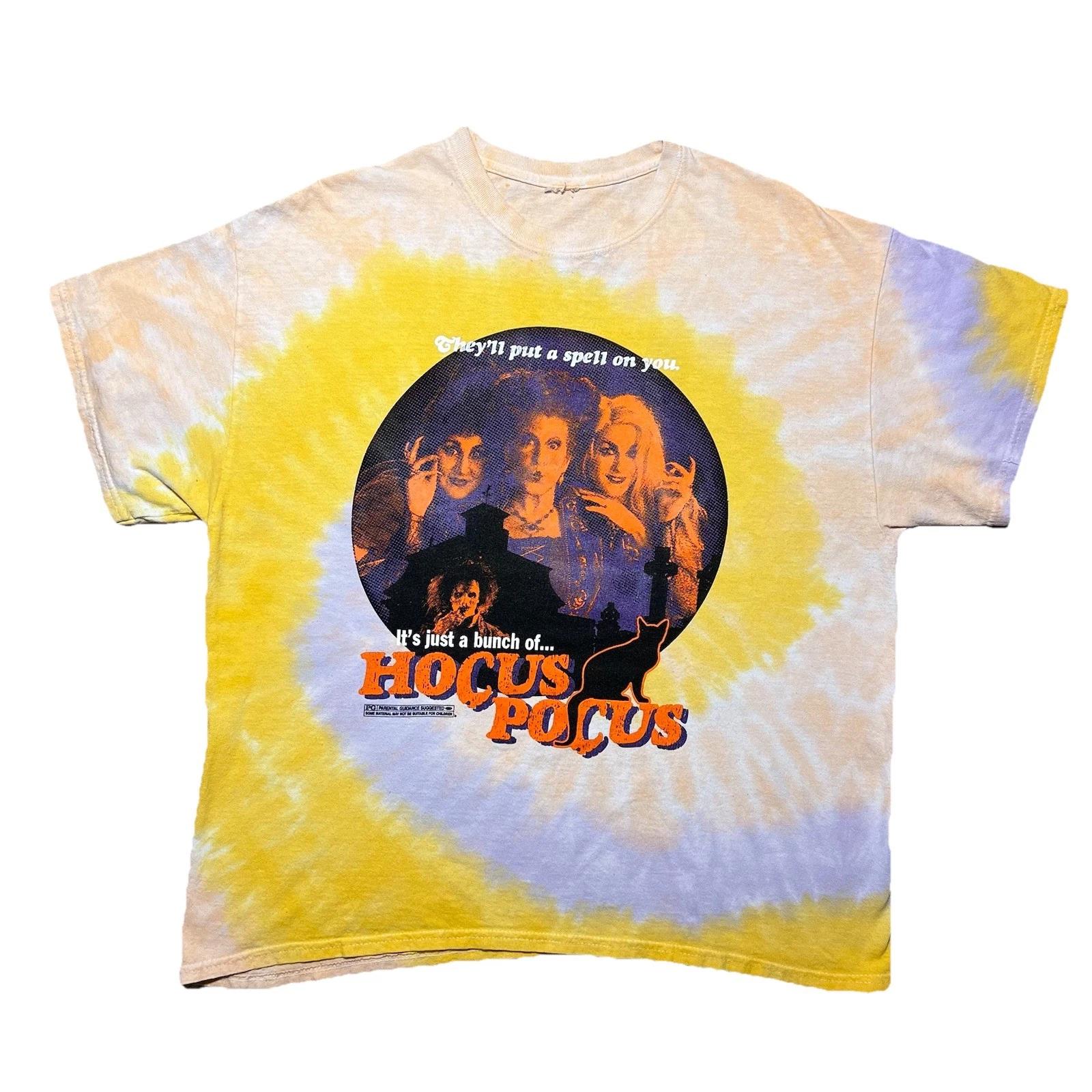 Hocus Pocus Sanderson Sisters Tie Dye T Shirt Mens XL Yellow Blue Halloween 3XL