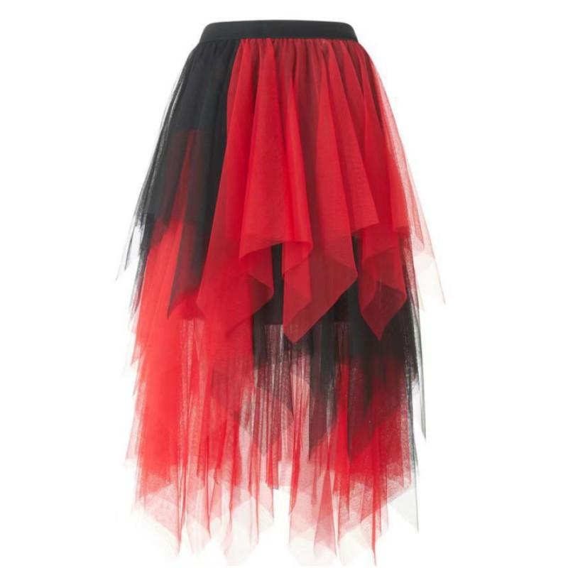 Women's Temperament Fluffy Mesh Skirt Irregularly Hit Half Skirt