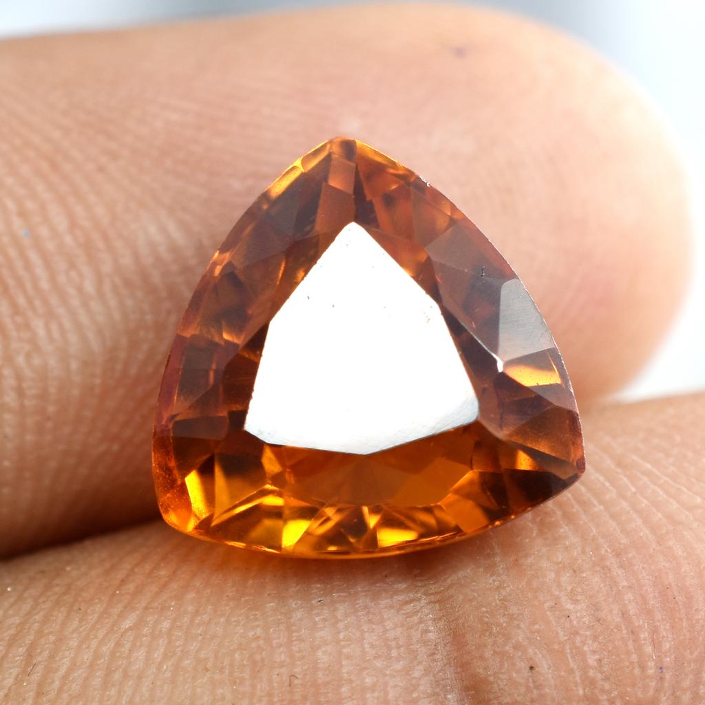 Natural Orange Sapphire Loose Gemstone 8.25 Ct Trillion Cut September Birthstone for Gem Collections